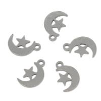 Stainless Steel Extender Chain Drop, 304 Stainless Steel, Moon and Star, metallic color plated 100/Bag 