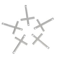 Stainless Steel Charm Connector, 304 Stainless Steel, Cross, metallic color plated 100/Bag 