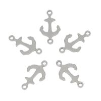 Stainless Steel Charm Connector, 304 Stainless Steel, Anchor, metallic color plated 100/Bag 
