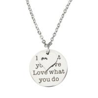 Stainless Steel Jewelry Necklace, oval chain & with letter pattern & for woman, original color, 25mm,2.5mm Approx 19.7 Inch 