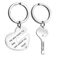 Stainless Steel Key Clasp, heart and key, for couple, original color  