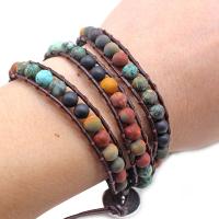 Natural Stone Bracelet, with leather cord, Unisex & anti-fatigue .62 Inch 