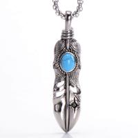 Titanium Steel Pendants, with turquoise, for man, silver color 