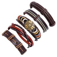 Cowhide Bracelets, Faux Leather, bracelet, with Zinc Alloy, plated, 5 pieces & fashion jewelry & Unisex, nickel, lead & cadmium free, 60mm 