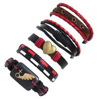 Cowhide Bracelets, Faux Leather, bracelet, with Zinc Alloy, plated, 5 pieces & fashion jewelry & Unisex, nickel, lead & cadmium free, 60mm 