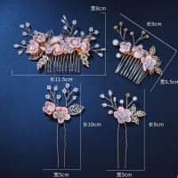 Bridal Decorative Hair Comb, Zinc Alloy, with Plastic Pearl, fashion jewelry & for woman, pink 