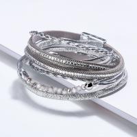 ensembles de multi bracelet en alliage zinc , alliage de zinc, avec cuir PU, bijoux de mode & pour femme, plus de couleurs à choisir, 380mm Environ 14.96 pouce, Vendu par brin