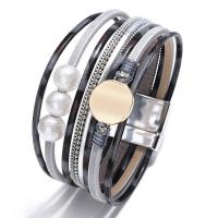 ensembles de multi bracelet en alliage zinc , alliage de zinc, avec cuir PU, bijoux de mode & pour femme, plus de couleurs à choisir Environ 7.87 pouce, Vendu par brin