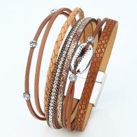 Zinc Alloy Multi Bangle Sets, Leather, with Zinc Alloy, fashion jewelry & for woman 190mm Approx 7.48 Inch 