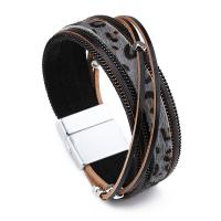 PU Leather Cord Bracelets, Zinc Alloy, with PU Leather, fashion jewelry & for woman 200mm 