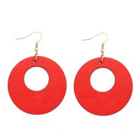 Wood Drop Earring, with Alloy, vintage & fashion jewelry & folk style & for woman 45mm 