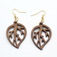 Wood Drop Earring, Leaf, vintage & fashion jewelry & folk style & for woman 