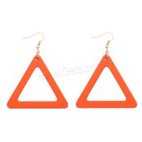 Wood Drop Earring, with Alloy, Triangle, vintage & fashion jewelry & folk style & for woman 52mm 