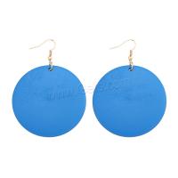 Wood Drop Earring, Round, vintage & fashion jewelry & for woman 50mm 