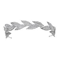 Hair Bands, Zinc Alloy, with Rhinestone, Leaf, silver color plated, for bridal & with rhinestone, white, 30*330mm 