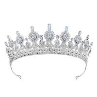 Bridal Tiaras, Zinc Alloy, with Cubic Zirconia, Crown, silver color plated, for bridal & micro pave cubic zirconia, white, 120*65mm 