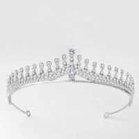 Bridal Tiaras, Zinc Alloy, with Cubic Zirconia, Crown, silver color plated, for bridal & micro pave cubic zirconia, white, 160mm 
