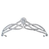 Bridal Tiaras, Zinc Alloy, Crown, platinum plated, for bridal & with rhinestone, white, 160mm 