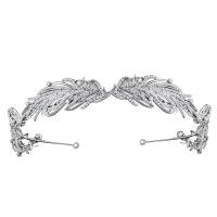 Hair Bands, Zinc Alloy, with Rhinestone, Flower, platinum plated, for bridal & with rhinestone, white, 350*20mm 