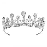 Bridal Tiaras, Zinc Alloy, with Cubic Zirconia, Crown, platinum plated, for bridal & micro pave cubic zirconia, white, 160mm 