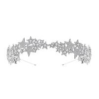 Hair Bands, Zinc Alloy, Star, platinum plated, for bridal & with rhinestone, white, 310*30mm 