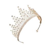 Bridal Tiaras, Zinc Alloy, Crown, gold color plated, for bridal & with rhinestone, golden, 150*80mm 