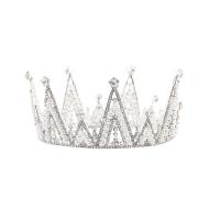 Bridal Tiaras, Zinc Alloy, Crown, silver color plated, for bridal & with rhinestone, white, 150*65mm 