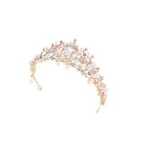 Bridal Tiaras, Zinc Alloy, Crown, gold color plated, for bridal & with rhinestone 130*56mm 