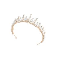 Bridal Tiaras, Zinc Alloy, Crown, plated, for bridal & with rhinestone 140*50mm 