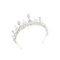 Bridal Tiaras, Zinc Alloy, Crown, silver color plated, for bridal & with rhinestone, white, 140*60mm 