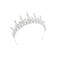 Bridal Tiaras, Zinc Alloy, Crown, silver color plated, for bridal & with rhinestone, white, 145*55mm 