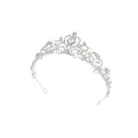 Bridal Tiaras, Zinc Alloy, Crown, silver color plated, for bridal & with rhinestone, white, 140*60mm 