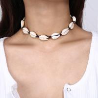 Shell Necklace, with Cotton Thread, plated, fashion jewelry & for woman 31+7cm 