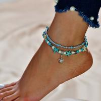 Zinc Alloy Anklet, with Seedbead, plated, fashion jewelry & for woman nickel, lead & cadmium free .70 Inch 