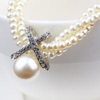 Collier de chaîne de chandail de mode, perle de plastique, bijoux de mode & pour femme & avec strass .14 pouce, Vendu par brin