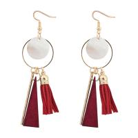 Wood Drop Earring, with Shell, fashion jewelry & for woman 