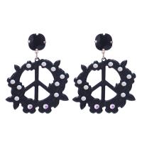 Resin Zinc Alloy Earring, with Crystal & Resin, for woman 