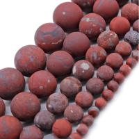 Jaspis Brecciated Perle, rund, rot, verkauft von Strang