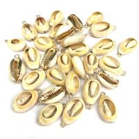 Zinc Alloy Shell Pendants, Oval, beige, 10*20~15*20mm 