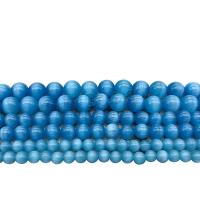 Katzenauge Perlen, rund, poliert, DIY & verschiedene Größen vorhanden, blau, verkauft von Strang