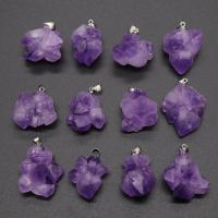 Pendentifs quartz naturel, améthyste, larme, envoyé au hasard & DIY, violet, 22-35mm, Vendu par PC