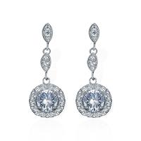 Zinc Alloy Rhinestone Drop Earring, fashion jewelry & Korean style & for woman & with rhinestone, silver color, nickel, lead & cadmium free, 30mm 