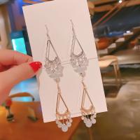 Zinc Alloy Rhinestone Drop Earring, with Gemstone Chips, fashion jewelry & Korean style & for woman & with rhinestone nickel, lead & cadmium free, 66mm 