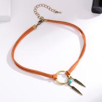 Zinc Alloy Necklace, with PU Leather, plated, fashion jewelry & for woman, nickel, lead & cadmium free 