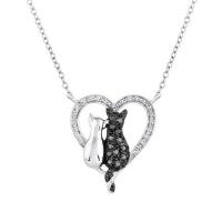 Zinc Alloy Necklace, with Rhinestone, for woman, silver color 