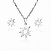 Fashion Stainless Steel Jewelry Sets, Stud Earring & necklace, for woman, silver color 