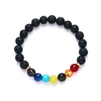 Lava Bead Bracelet, Natural Stone, with Lava & Zinc Alloy, for woman, multi-colored 