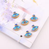 Cloisonne Beads, Fan, gold color plated, DIY & enamel, mixed colors Approx 1.5mm 
