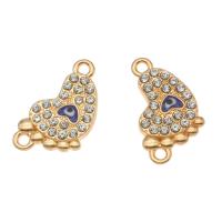 Rhinestone Zinc Alloy Connector, Foot, gold color plated, with rhinestone Approx 1.5mm 
