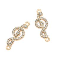 Rhinestone Zinc Alloy Connector, Music Note, gold color plated, with rhinestone Approx 1mm 